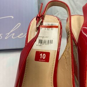 Marc Fisher red peep toe wedge heels